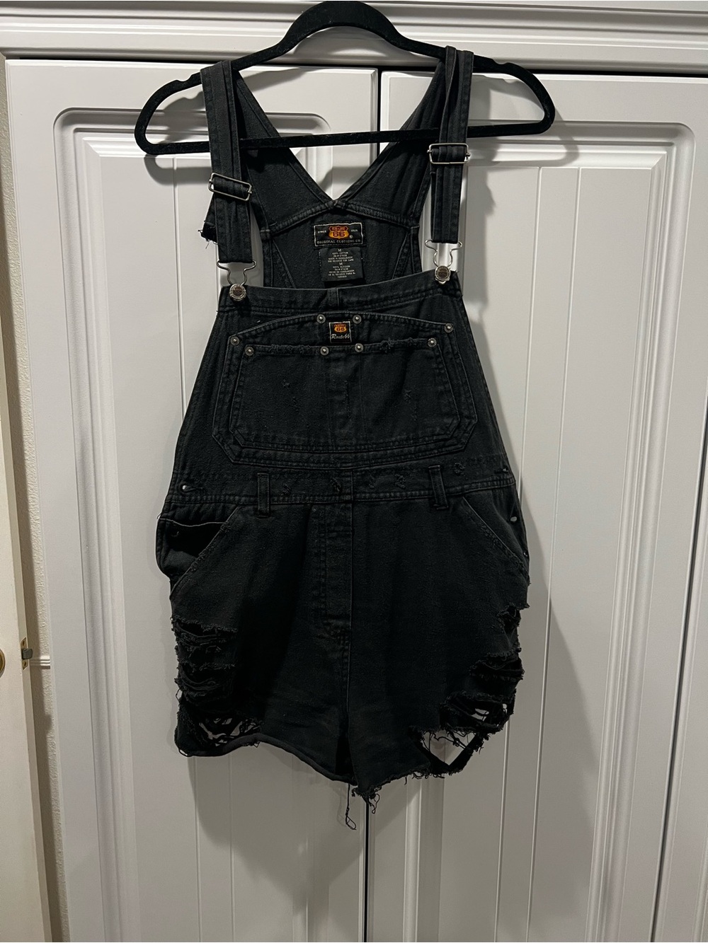 Carhartt Black Washed Denim Overalls with Route 66 Patch